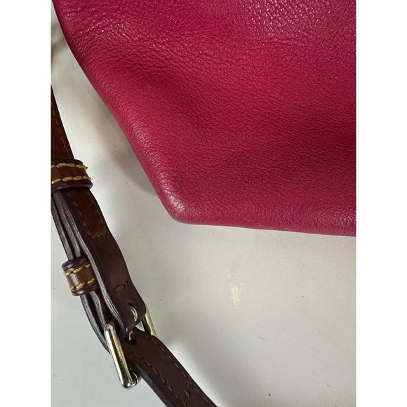 Dooney & Bourke Genuine Florentine Vacchetta Leather Domed Satchel Handbag Purse - Picture 13 of 16